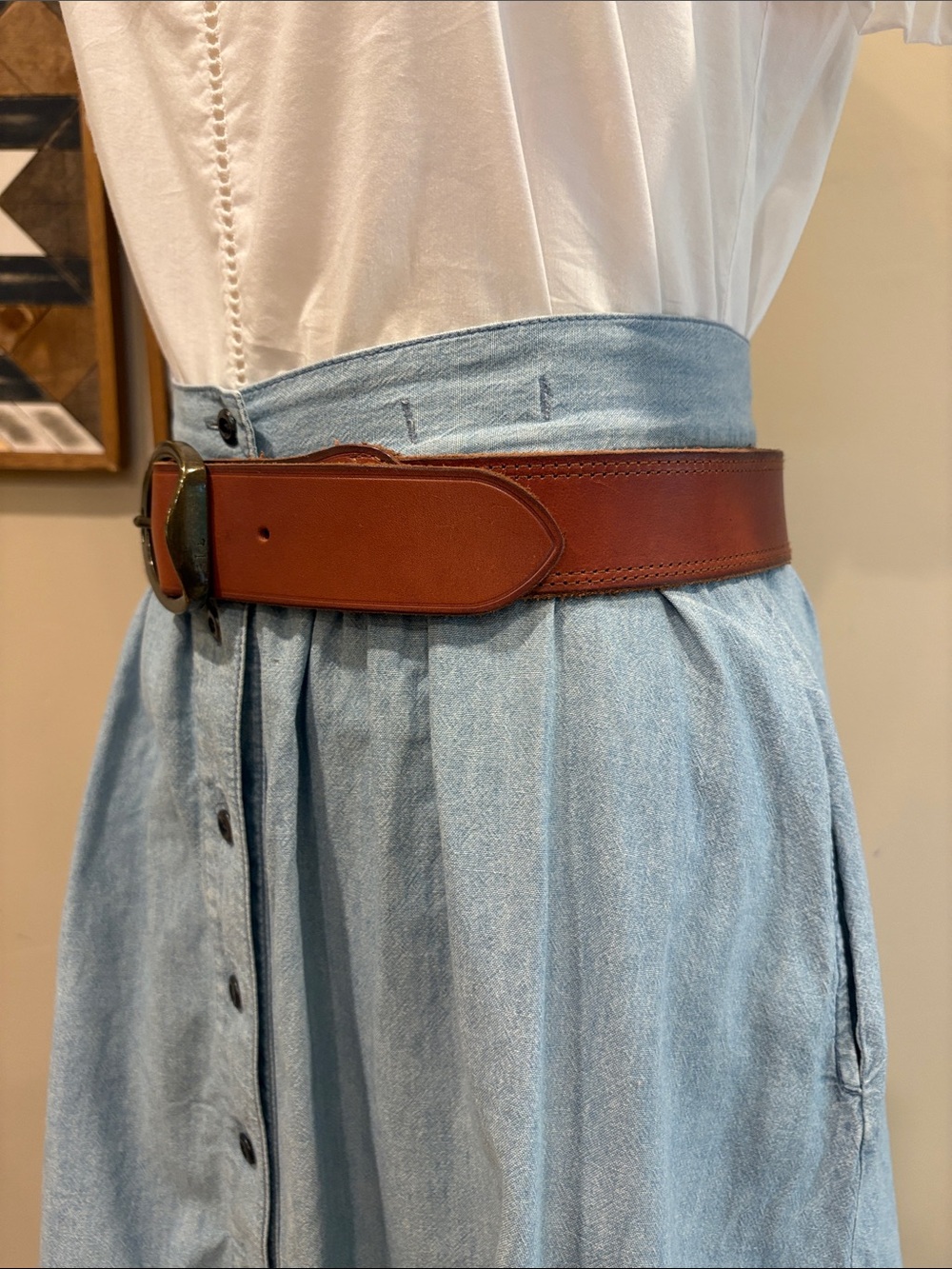 Vintage Lauren Ralph Lauren 90s Western Brown Leather Belt size Large - Picture 3 of 14